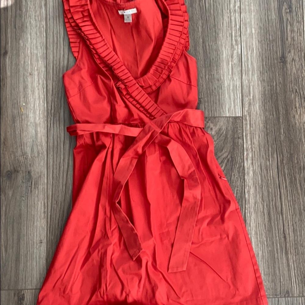 Burnt Orange pleated detail dress